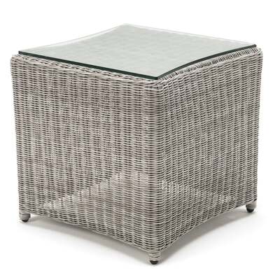 Kettler Palma Square Glass Top Side Table (White Wash)