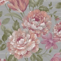 Image of Fayre Floral Wallpaper Pink / Grey Muriva 194301