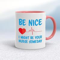 Be Nice Mug – White/Pink, 10oz