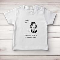 Thanks Mum Baby T-Shirt – White, 3-6 Months
