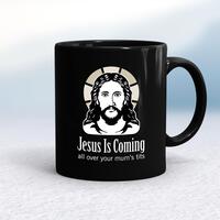Jesus Is Coming Mug – Black/Black, 10oz