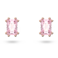 Image of Swarovski Stilla stud earrings, Cushion cut, Pink, Rose gold-tone plated, 5639136