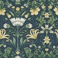 Image of Vintage Floral Wallpaper Navy Holden 13391