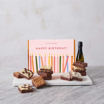 Happy Birthday Brownies And Mini Fizz Bundle - 12 Pieces