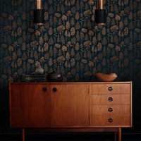 Catskills Woodland Wallpaper Midnight Blue and Copper – Mini Moderns MMTLG01MI