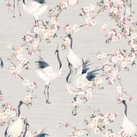 Image of Blossom Crane Wallpaper Pink and Cream Arthouse 924800