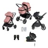 Image of Ickle Bubba Comet All-in-One i-Size Travel System with ISOFIX Base (Frame: Black, Fabric Colour: Dusty Pink, Handle Bars: Black)