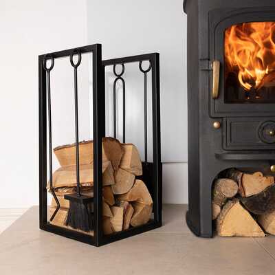 Snug Hornbeam Log Holder Fireside Companion Set