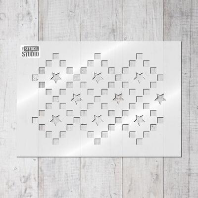 Mosaic Star Border Stencil - M - AxB = 34.1 x 23.2 cm (13.4 x 9.1 inches)