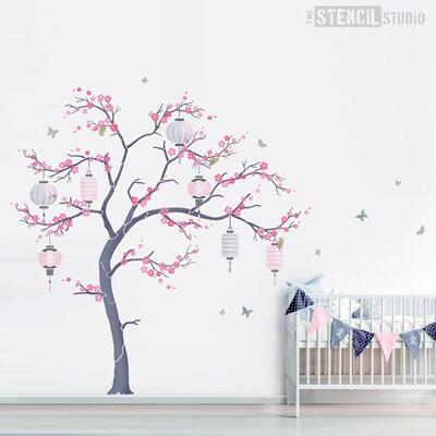 Cherry Blossom Nursery Tree Stencil Pack - Large Tree approx 2 - 2.5m high