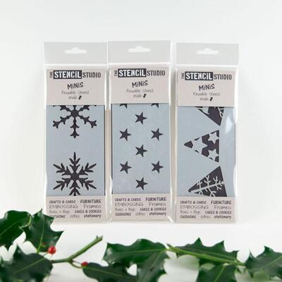 Christmas Stencil MiNiS Pack 2 (10549 / 10538 / 10521) - Pack of 3 Stencil MiNiS - Sheet Size 20 x 8 cm