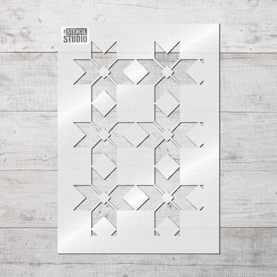 Argyle Squares Repeat Stencil - S - AxB = 16.9 x 25.3 cm (6.6 x 9.9 inches)