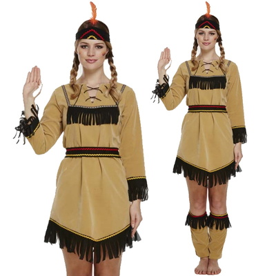 Adult Ladies Deluxe Red Indian Squaw Costume