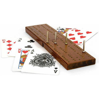Wooden Cribbage Score Board & Deck of Playing Cards Game Set