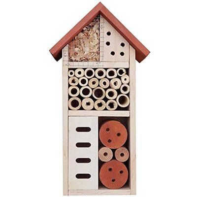 26cm Tall Natural Wooden Bee Insect Hotel Bug House