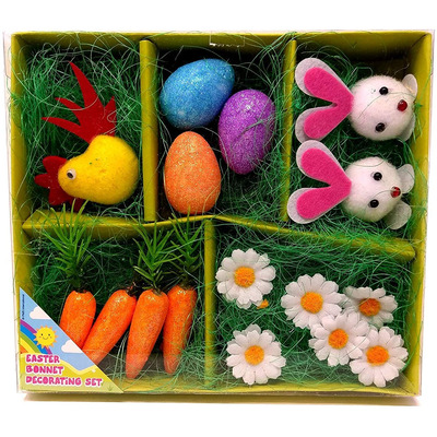 Childrens 17 Piece Decorate Your Own Easter Bonnet Hat Craft Set
