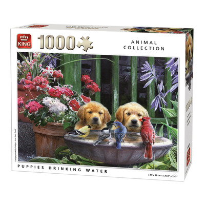 1000 Piece Jigsaw Puzzle 'Puppies Dog Drinking Water'