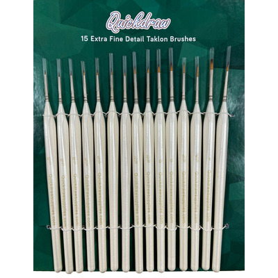 15 Assorted Extra Fine Detail Wooden Handle Taklon Paint Brush Paintbrush Set