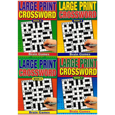 Set of 4 Large Print A5 Size Adult Crossword Books (4090)