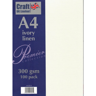 Craft UK W124 Ivory A4 Linen Card Pack