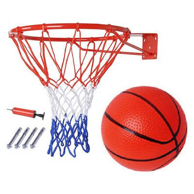 Kids Mini Basketball Hoop Set Metal Ring with Net, Ball & Pump