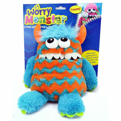 Giant 30cm Worry Monster Cuddly Toy - Blue & Orange