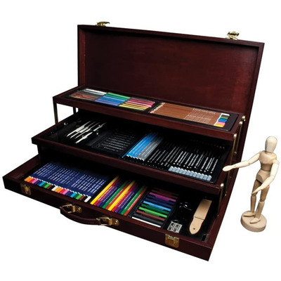 134 Piece Artists Portable Deluxe Sketching And Drawing Chest Case