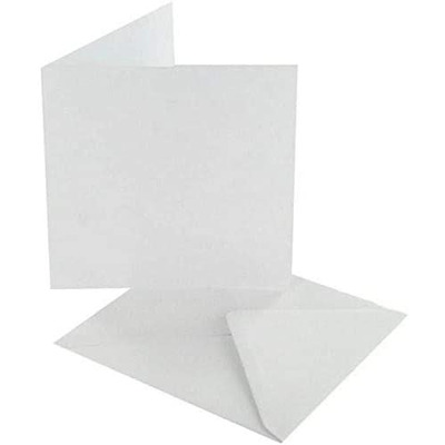 Pack of 50 5"x5" White Blank Greetings Card & Envelopes