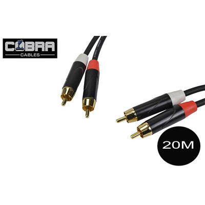 Dual Phono/RCA to Dual Phono/RCA Cable Black - 20M Lead