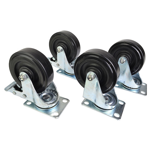4 x Caster Wheel Set 4" 100mm Wheel, 2 With Brake
