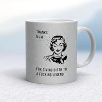 Thanks Mum Mug – Silver Glitter/White, 10oz