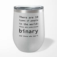 There Are 10 Types Of People In The World Wine Tumbler – Silver Glitter, 12oz