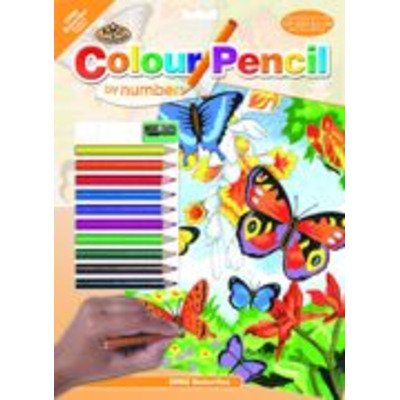 Butterflies And Flowers Colour Pencil By Numbers Kit Regular Size