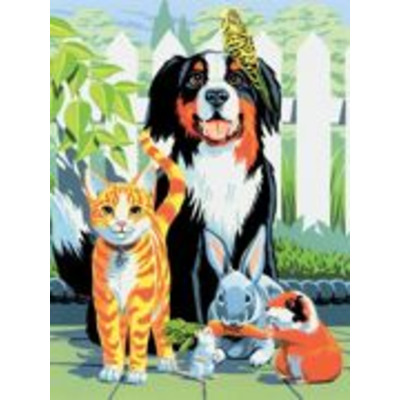 A4 Painting By Numbers Kit - Family Pets PJS29