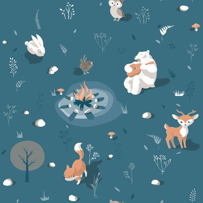 My Kingdom Around the Campfire Blue Wallpaper Muriva L31311
