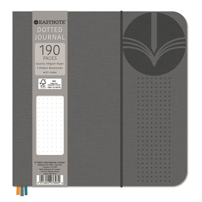 190 Page Easynote Luxury Square Dotted Journal Notebook - GREY