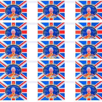 CORONATION 3.6M RAYON BUNTING  WITH 8 20X13CM FLAGS - one-pack-12ft