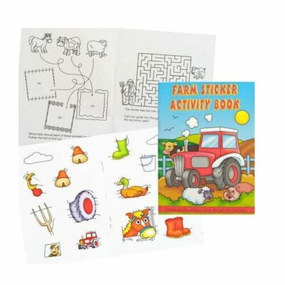 Boys Girls 36 Page Mini A6 Sticker Puzzle Colouring Activity Books - Farm - 12