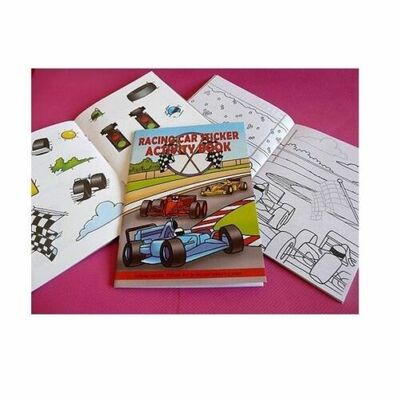 Boys Girls 36 Page Mini A6 Sticker Puzzle Colouring Activity Books - Race Car - 8