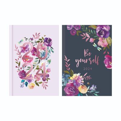 2024 A6 Week To View Diary Vintage Full Year Floral Planner