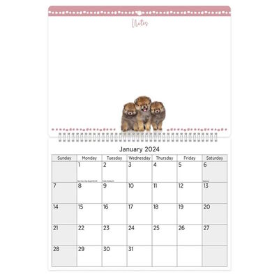 2024 Hanging Dry-Wipe Calendar Family Organiser - Assorted - Dog