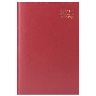 2024 A5 Day Per Page Hardback Casebound Diary - Red