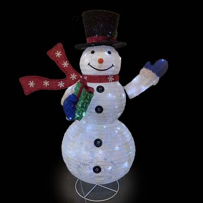 Christmas Snowman Lights - 1.8M Pop-Up Outdoor Light Up Snowmen with 200 White Twinkling LEDs
