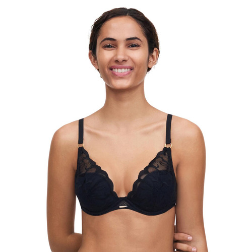 Chantelle Fleurs Plunge T Shirt Bra - Black