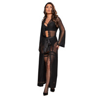 Image of Pour Moi For Your Eyes Only Mesh And Lace Maxi Gown