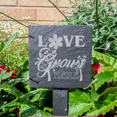 Slate plant marker - Love grows here