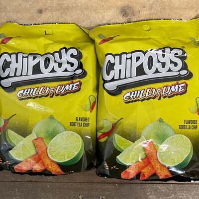 3x Chipoys Chilli & Lime Flavoured Tortilla Chips Bags (3x113g)