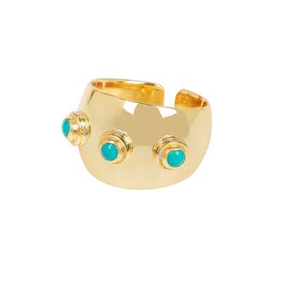 Aurora Gold and Turquoise Statement Ring (adjustable)
