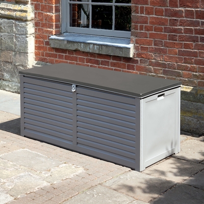 490L PP Outdoor Grey Garden Storage Box With 2 Gas Lifts