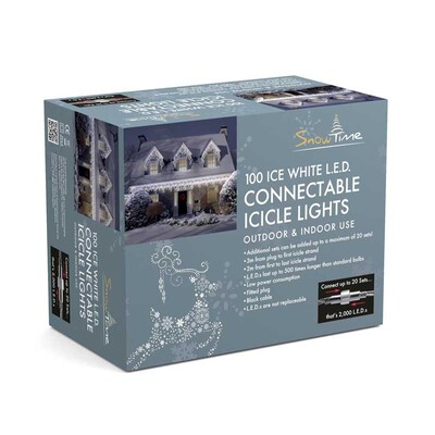 100 Connectable Icicle Lights Ice White LEDs